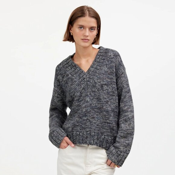 Madewell Sweaters - MADEWELL 100% Wool Spray-Dyed V-Neck Oversized Sweater Size Medium